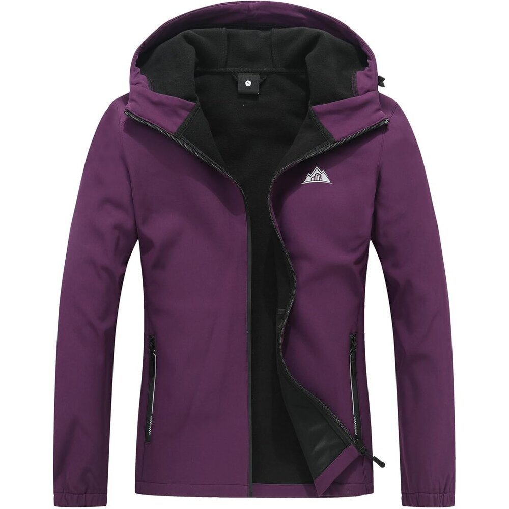 Women's Waterproof Softshell Jacket with Hood Fleece Lined Winter Jacket Insulat
